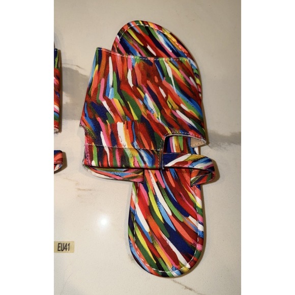 NWT Women's Size US10 EU41 Multicolor Slides Sandals Summer Flats Rainbow Shoes - Picture 3 of 10